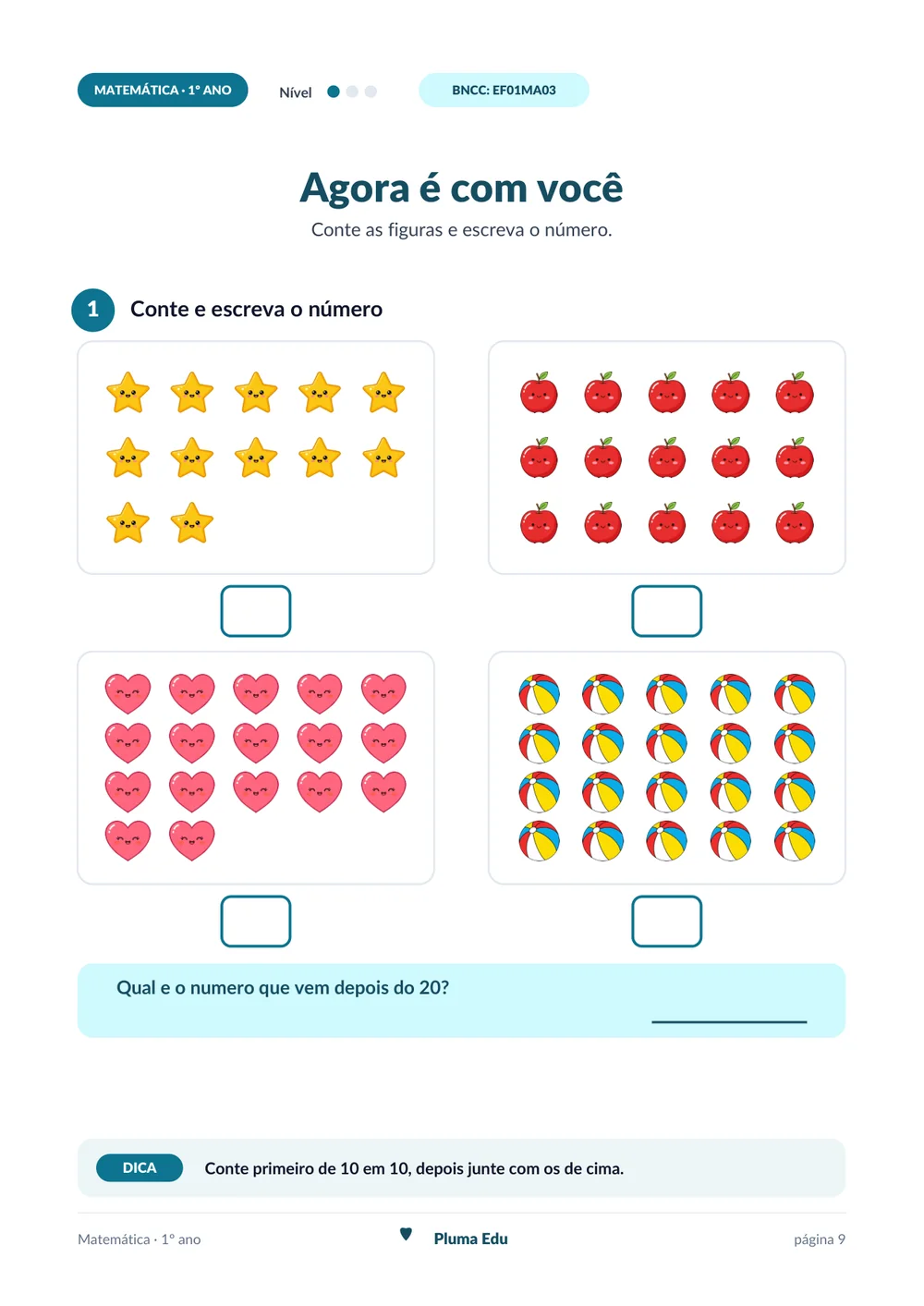 Atividade de Matemática — conte e escreva