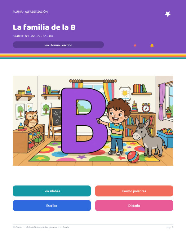 Vista previa: Sílabas de la familia de la B: ba, be, bi, bo, bu