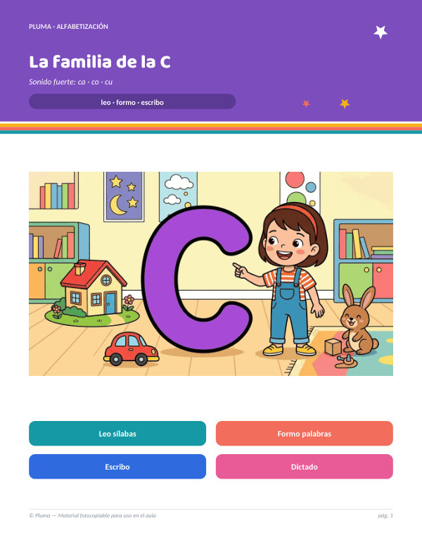 Vista previa: Sílabas de la familia de la C: ca, co, cu (sonido fuerte)