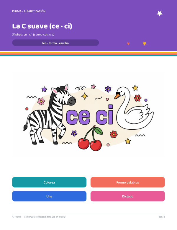 Vista previa: La C suave: sílabas ce y ci