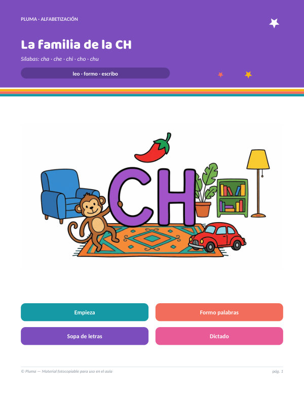 Vista previa: El dígrafo CH: cha, che, chi, cho, chu