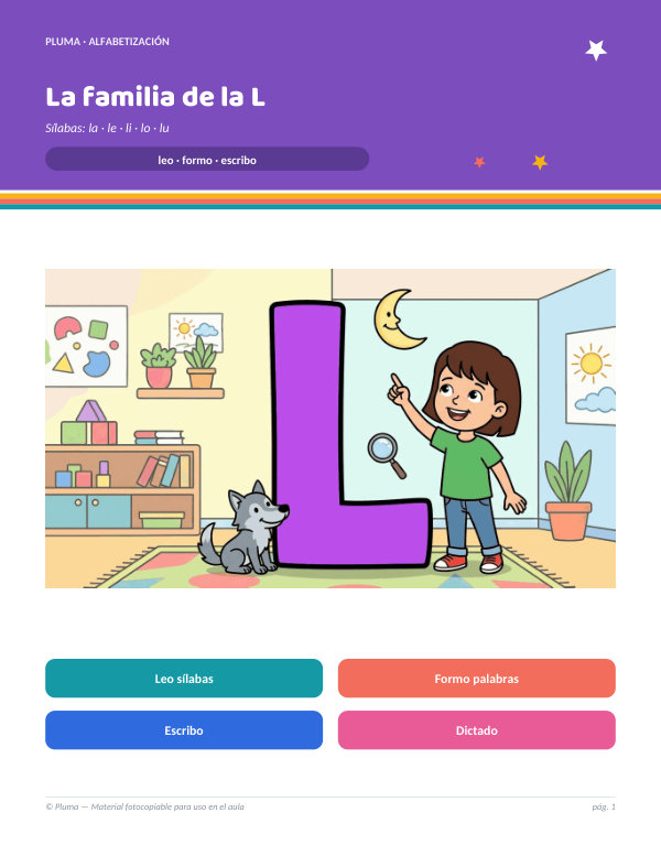 Vista previa: Sílabas de la familia de la L: la, le, li, lo, lu