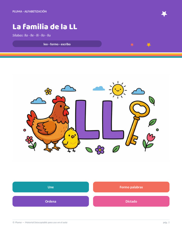 Vista previa: El dígrafo LL: lla, lle, lli, llo, llu