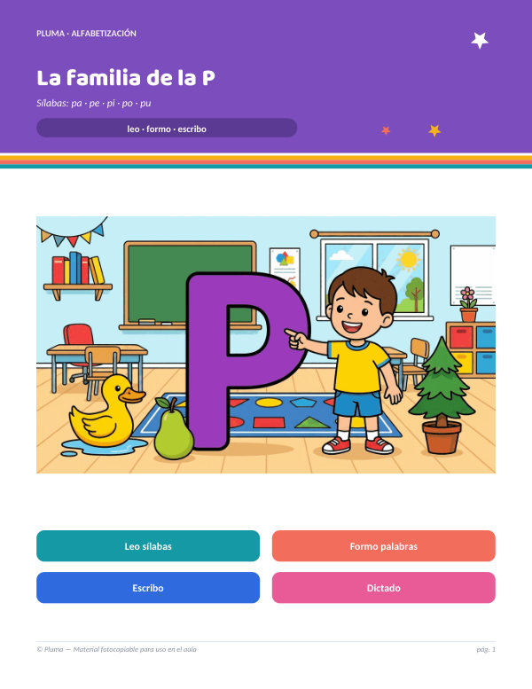 Vista previa: Sílabas de la familia de la P: pa, pe, pi, po, pu