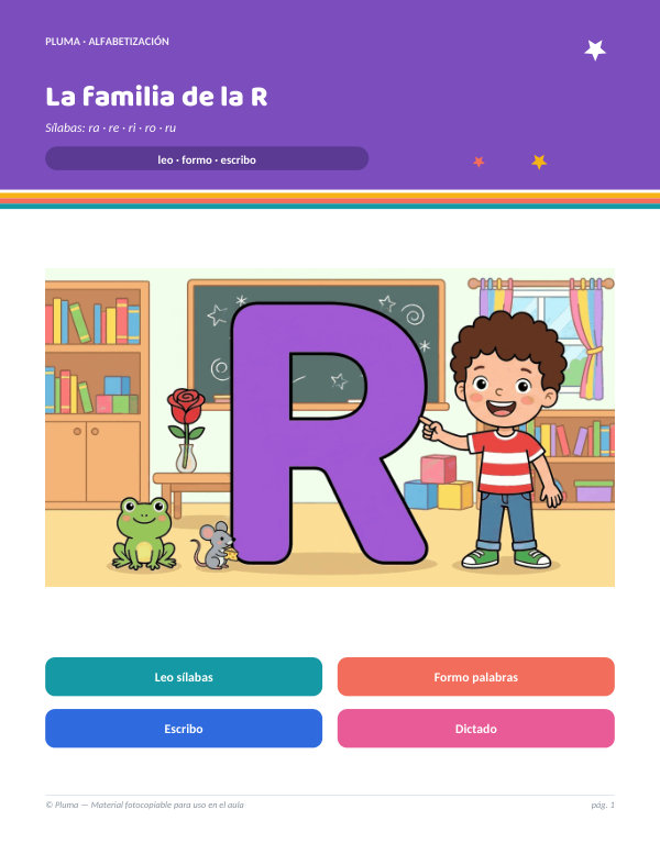 Vista previa: Sílabas de la familia de la R: ra, re, ri, ro, ru