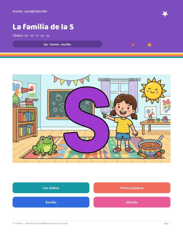 Vista previa: Sílabas de la familia de la S: sa, se, si, so, su