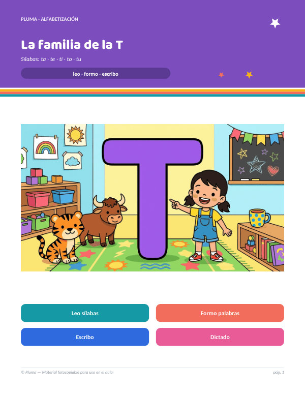 Vista previa: Sílabas de la familia de la T: ta, te, ti, to, tu