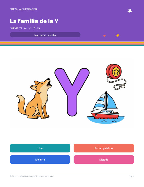 Vista previa: La familia de la Y: ya, ye, yi, yo, yu