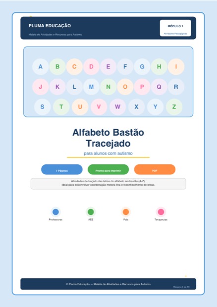 Prévia: Alfabeto em Bastão Tracejado