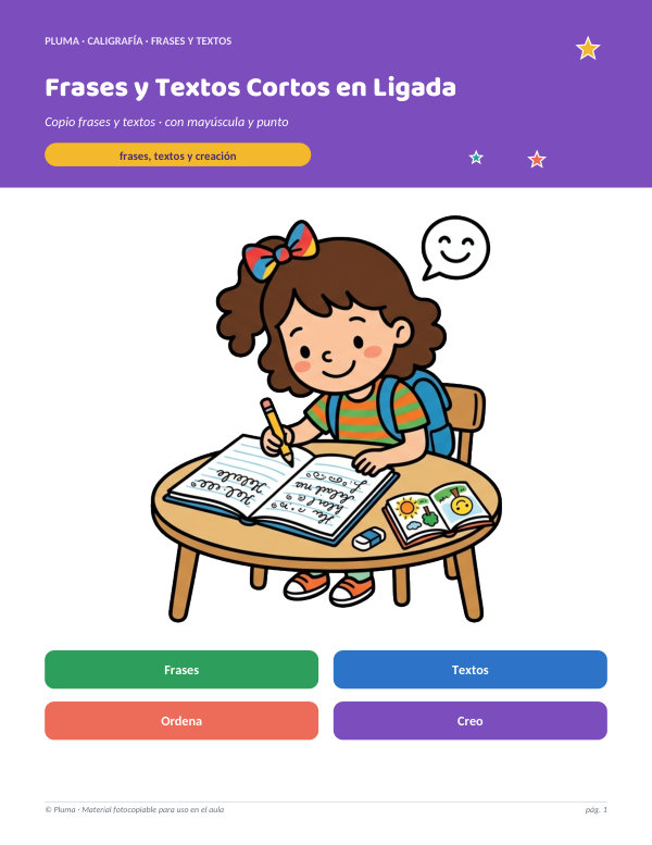 Vista previa: Caligrafía: Frases y Textos Cortos en Ligada