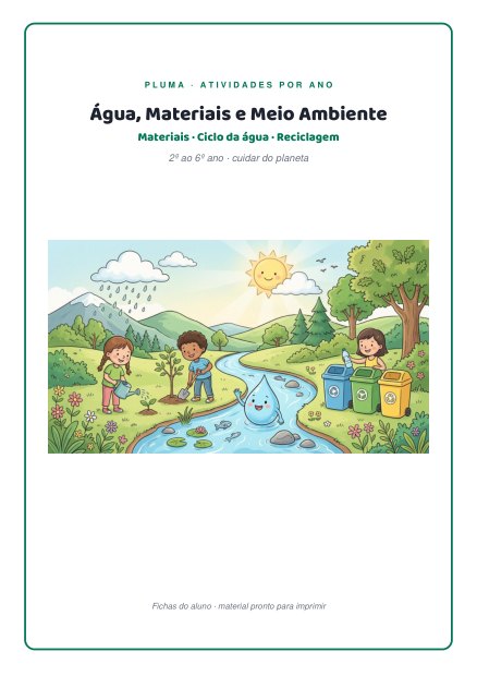 Prévia: Água, Materiais e Meio Ambiente (2º ao 6º ano)