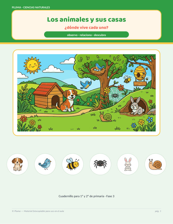 Vista previa: Los animales y sus casas: ¿dónde vive cada uno?