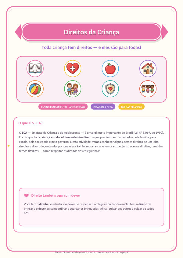 Direitos da Criança: Atividades sobre o ECA (com gabarito)