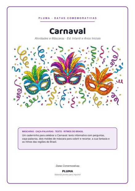 Carnaval: Atividades e Máscaras para Colorir