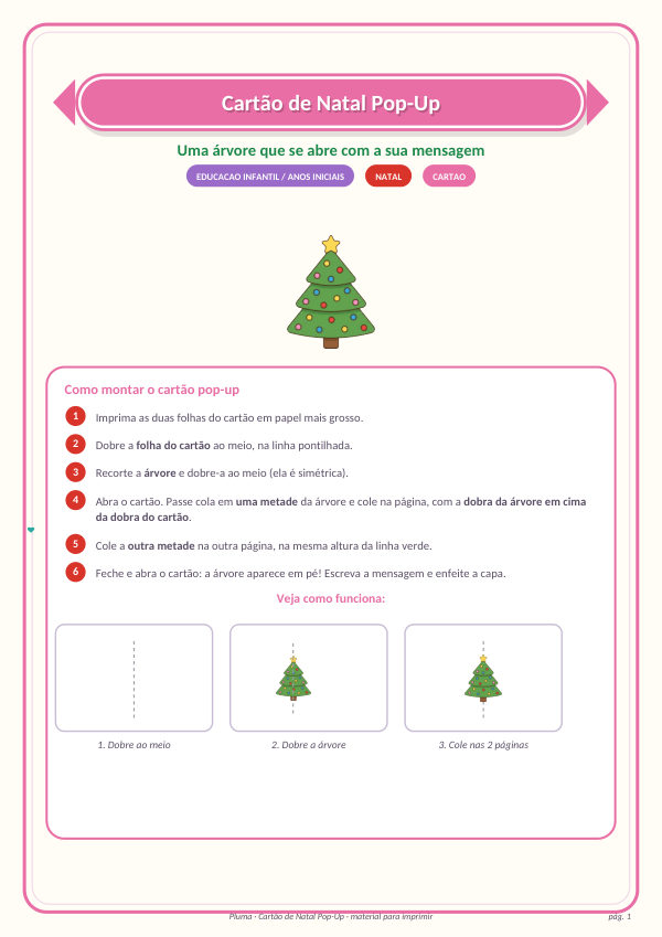 Cartão de Natal Pop-Up (árvore que se abre)