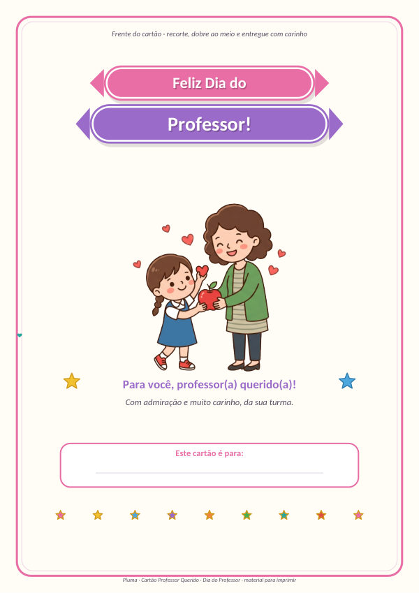 Cartão Professor Querido (para completar e montar)