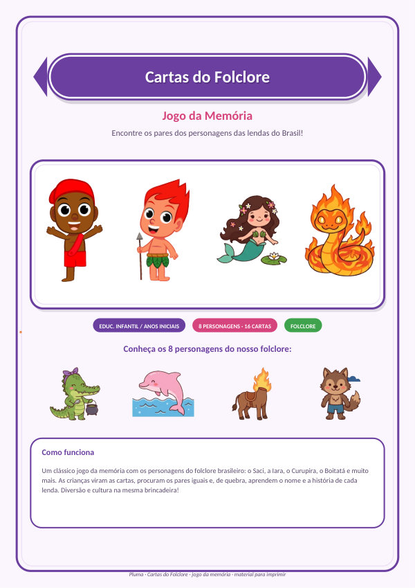 Jogo da Memória do Folclore (16 cartas)