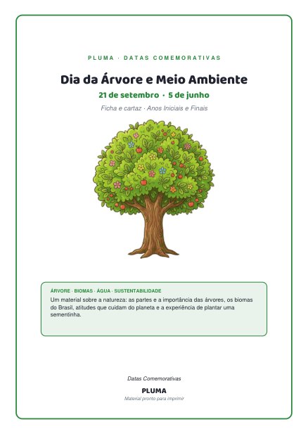 Dia da Árvore e Meio Ambiente: Ficha e Cartaz