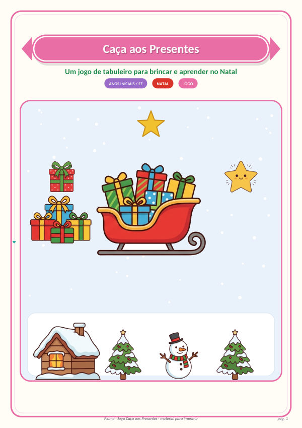 Jogo Caça aos Presentes (tabuleiro de Natal com duas versões)
