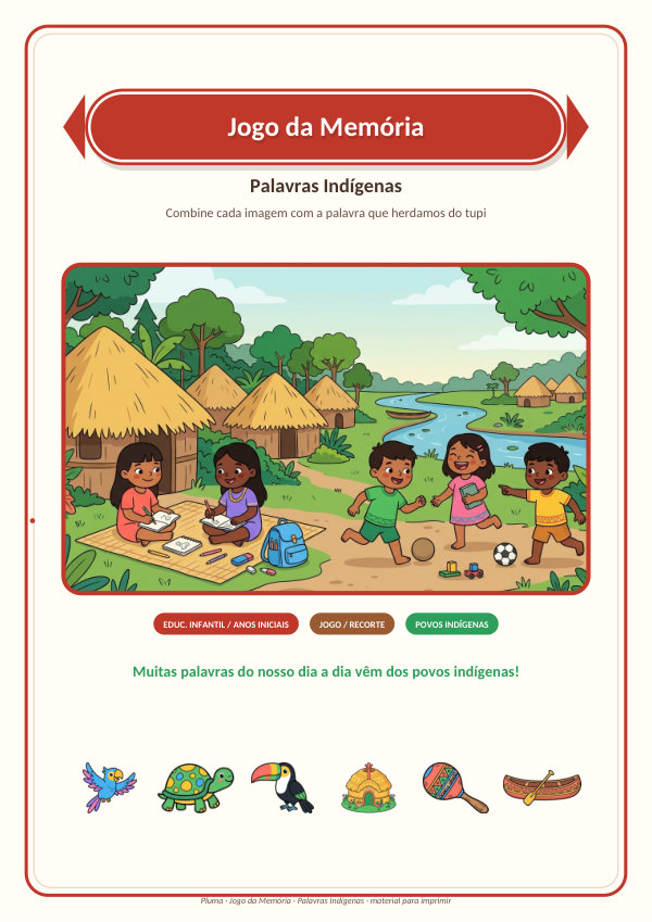 Jogo da Memória: Palavras Indígenas (para recortar)