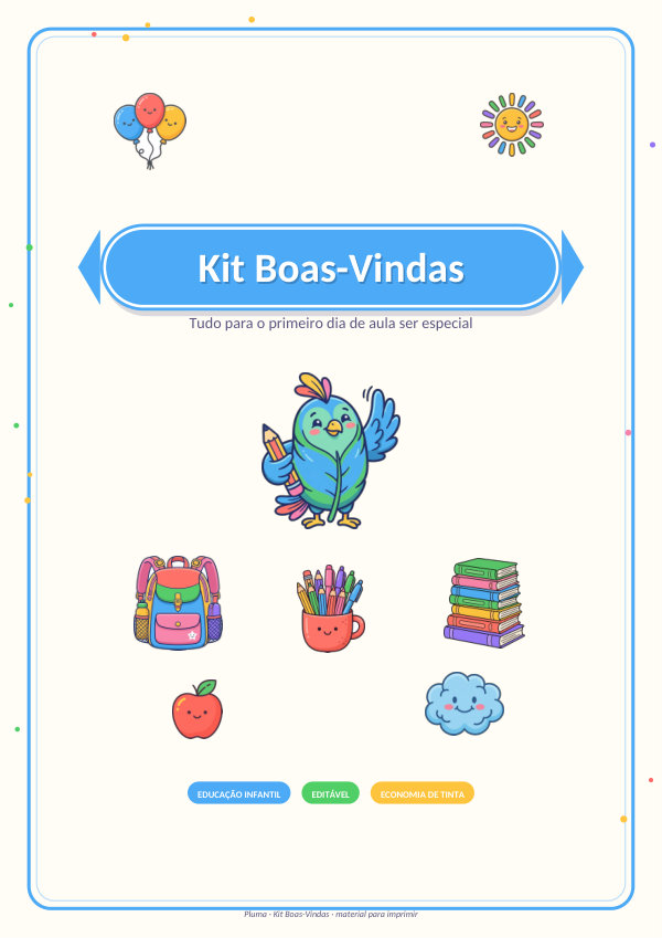 Kit Boas-Vindas para o Primeiro Dia (crachás + plaquinha + letreiro)