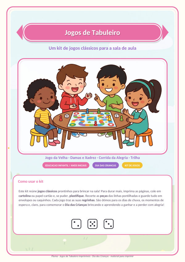 Kit de Jogos de Tabuleiro (velha, damas, xadrez, corrida e trilha)