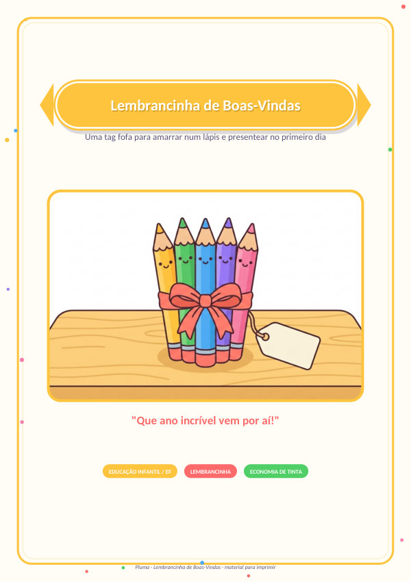 Lembrancinha de Boas-Vindas para Lápis (2 modelos)