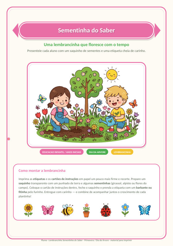 Lembrancinha Sementinha do Saber (etiquetas e cartões de plantio)