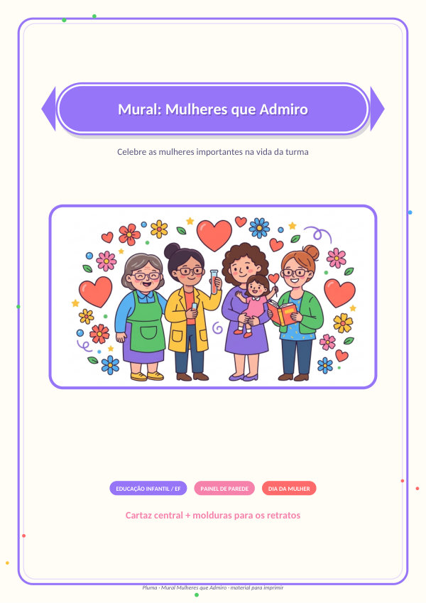 Mural Mulheres que Admiro (cartaz + molduras)