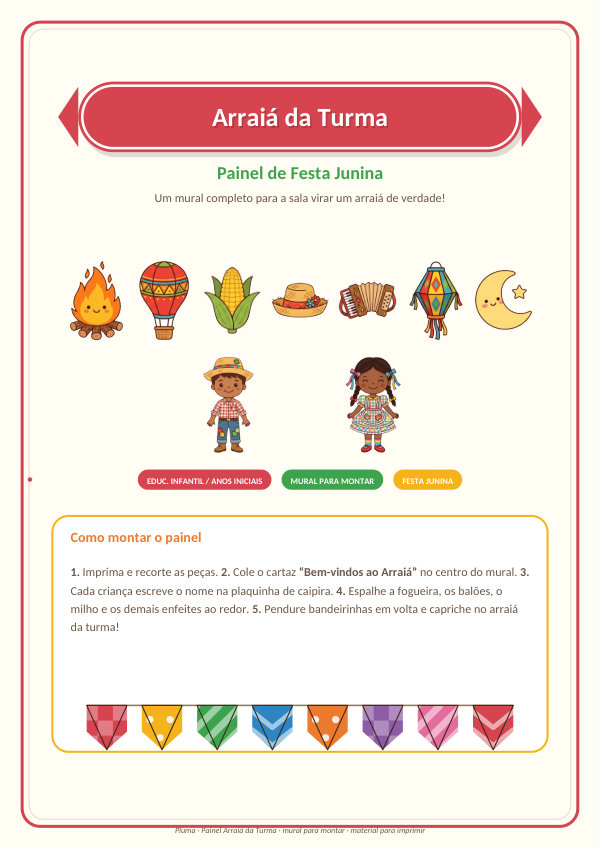 Painel Arraiá da Turma (mural de festa junina para montar)