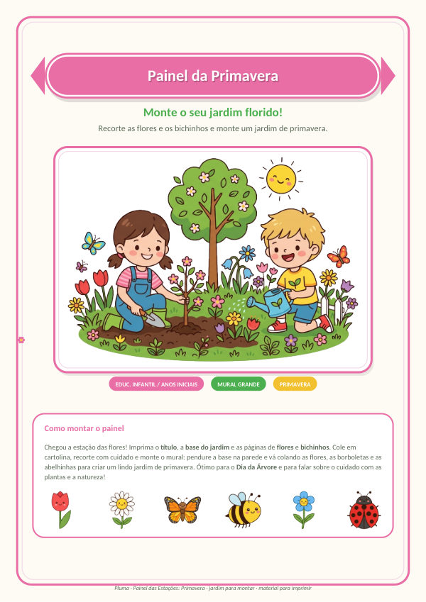 Painel da Primavera (jardim para montar e recortar)