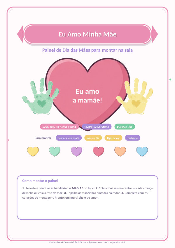 Painel Eu Amo Minha Mãe (mural para montar)