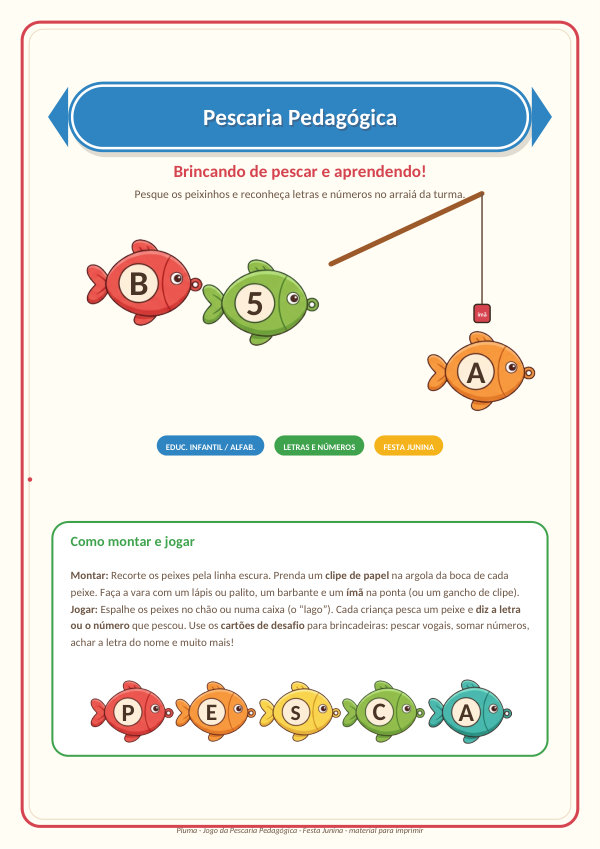 Jogo da Pescaria Pedagógica (letras, números e sílabas)