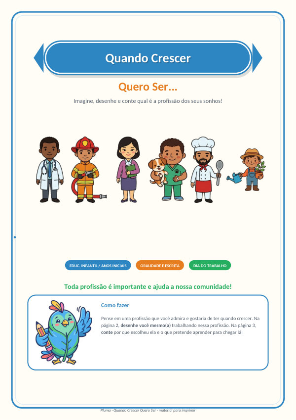 Quando Crescer Quero Ser (desenho + escrita)