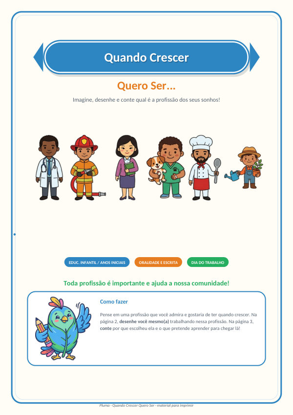 Quando Crescer Quero Ser... (desenho e escrita)