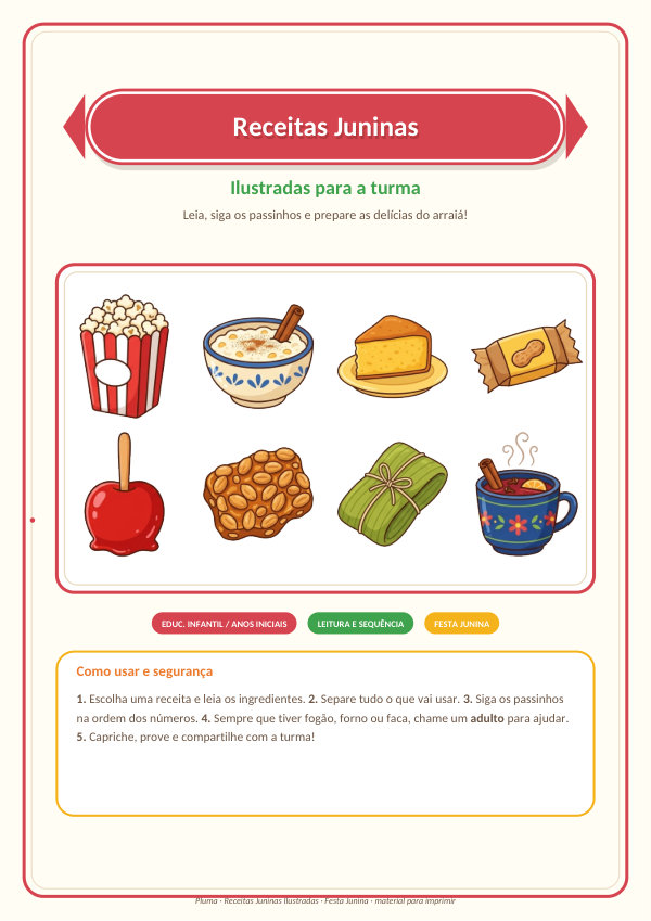 Receitas Juninas Ilustradas (6 receitas para ler e fazer)