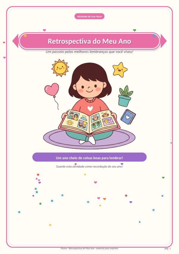 Retrospectiva do Meu Ano (desenho e escrita, 9 quadros)