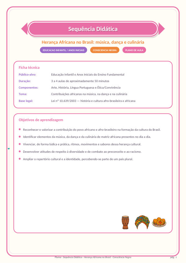 Sequência Didática: Herança Africana no Brasil (música, dança e culinária)