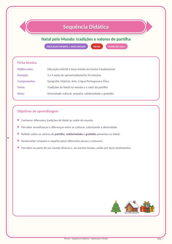Sequência Didática: Natal pelo Mundo (tradições e partilha)