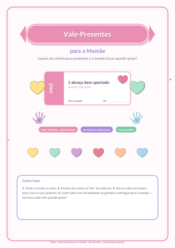 Vale-Presentes para a Mamãe (cupons de carinho)