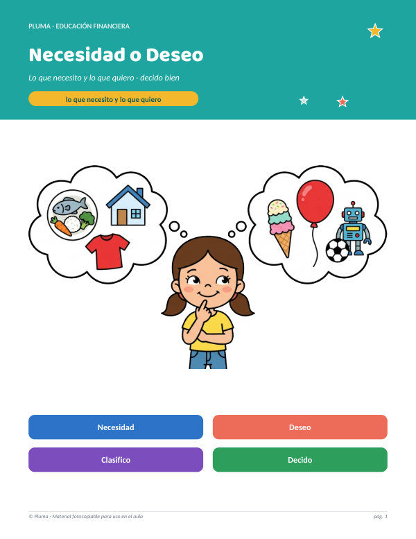 Vista previa: Necesidad o Deseo: aprendo a decidir