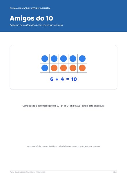 Amigos do 10: Caderno com Material Concreto (Discalculia)