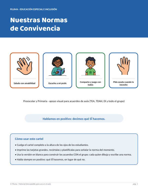 Vista previa: Nuestras Normas de Convivencia con Pictogramas
