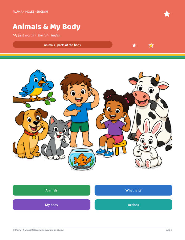 Vista previa: Animales y el Cuerpo en Inglés