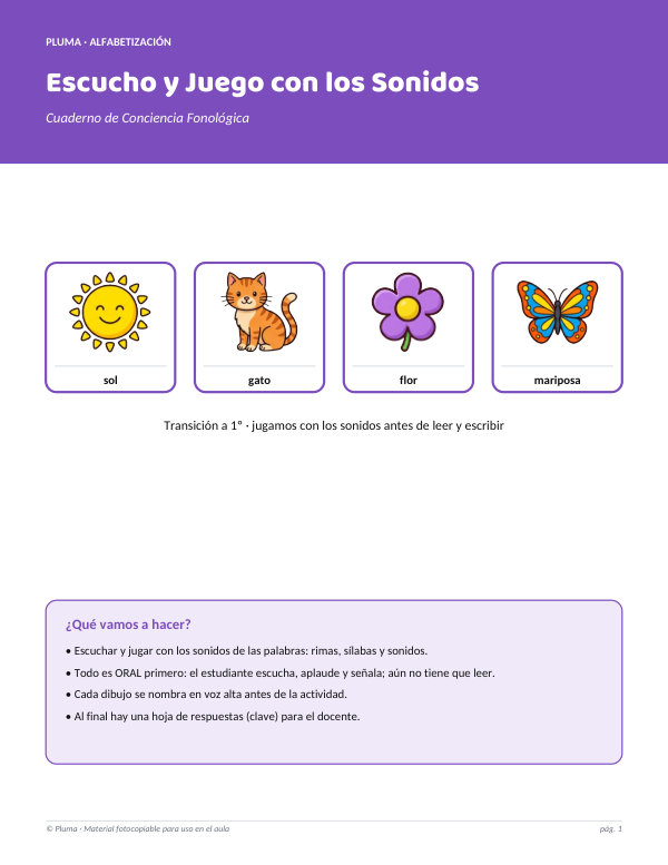 Vista previa: Escucho y Juego con los Sonidos — Conciencia Fonológica