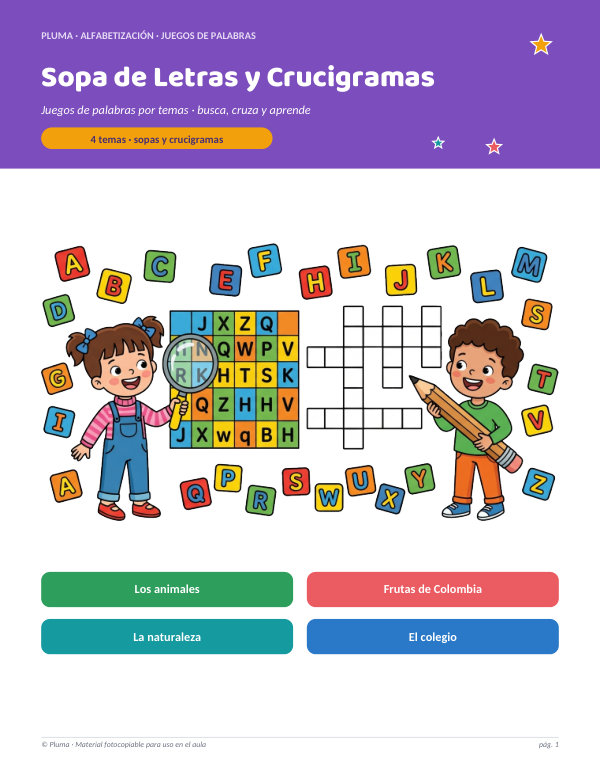 Vista previa: Sopa de Letras y Crucigramas