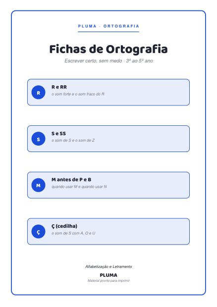 Prévia: Fichas de Ortografia: R/RR, S/SS, M antes de P e B, Ç