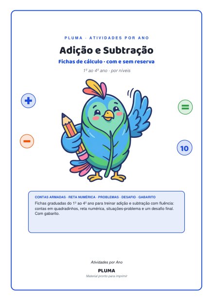 Prévia: Adição e Subtração: Fichas por Níveis (com e sem reserva)