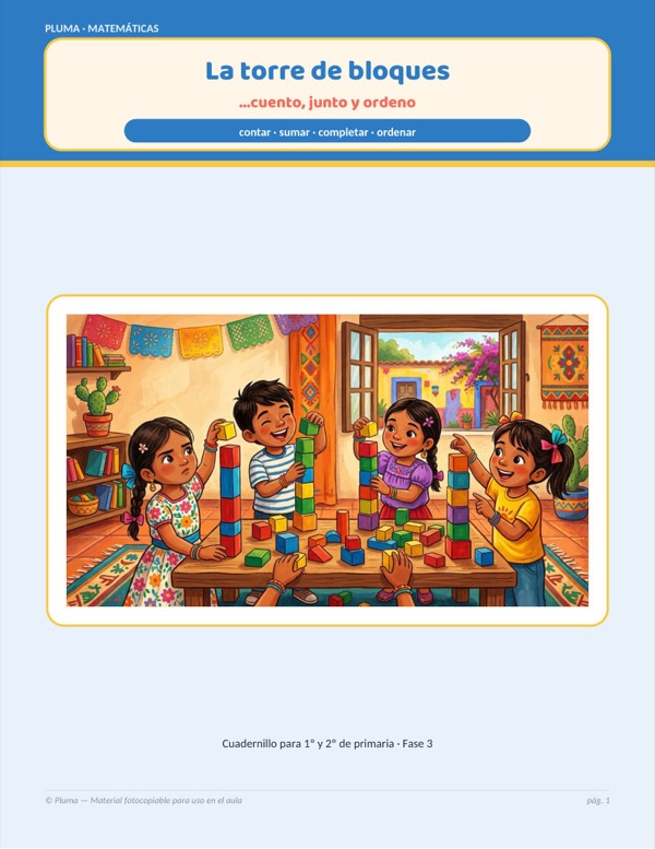 Vista previa: La torre de bloques: cuento, sumo, completo y ordeno