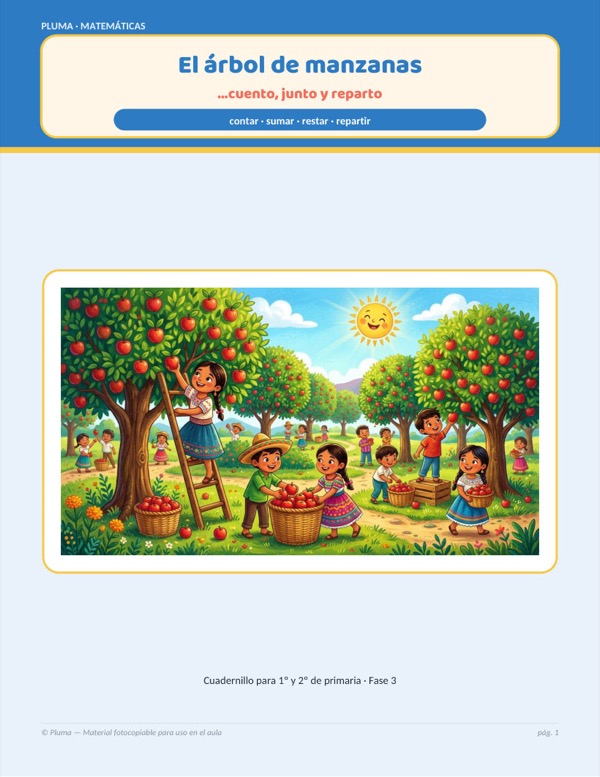 Vista previa: El árbol de manzanas: contar, sumar, restar y repartir